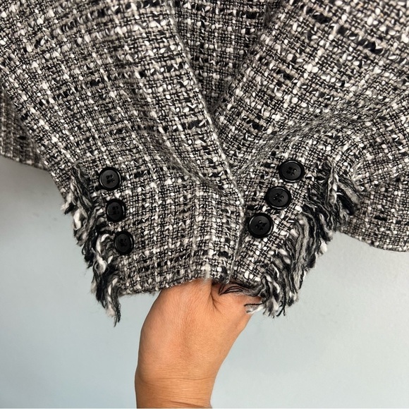 Apostrophe Womens Wool Blend Tweed Blazer Lined Petite Sz S 8P Black White Gray - Picture 5 of 11